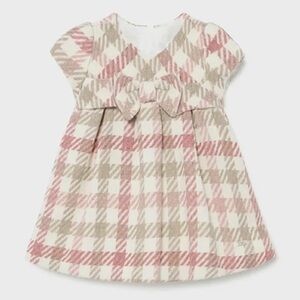 Mayoral Pink and Tan Plaid Kids Dress